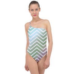 Ombre Zigzag 02 Classic One Shoulder Swimsuit