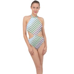 Ombre Zigzag 02 Halter Side Cut Swimsuit by snowwhitegirl