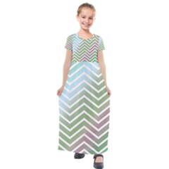 Ombre Zigzag 02 Kids  Short Sleeve Maxi Dress