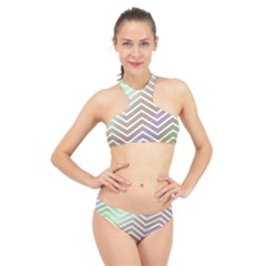 Ombre Zigzag 03 High Neck Bikini Set