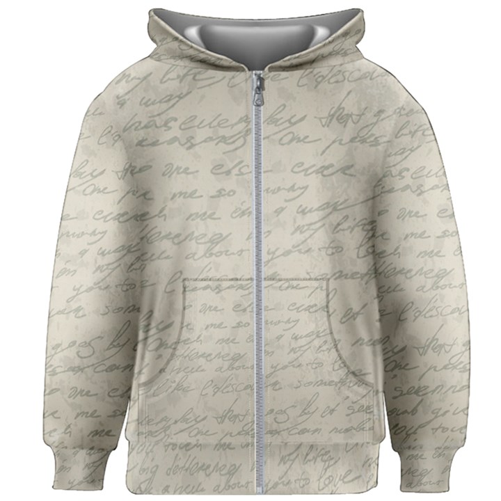 Handwritten Letter 2 Kids Zipper Hoodie Without Drawstring