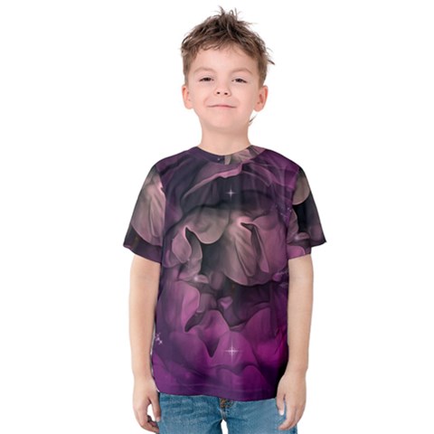 Wonderful Flower In Ultra Violet Colors Kids  Cotton Tee by FantasyWorld7