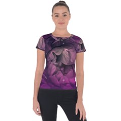 Wonderful Flower In Ultra Violet Colors Short Sleeve Sports Top  by FantasyWorld7