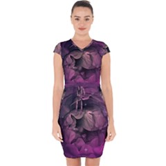 Wonderful Flower In Ultra Violet Colors Capsleeve Drawstring Dress  by FantasyWorld7