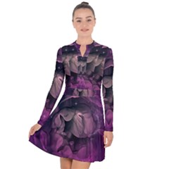 Wonderful Flower In Ultra Violet Colors Long Sleeve Panel Dress by FantasyWorld7