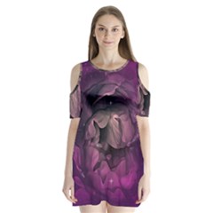 Wonderful Flower In Ultra Violet Colors Shoulder Cutout Velvet One Piece by FantasyWorld7