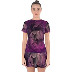 Wonderful Flower In Ultra Violet Colors Drop Hem Mini Chiffon Dress by FantasyWorld7