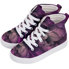 Wonderful Flower In Ultra Violet Colors Kid s Hi-top Skate Sneakers by FantasyWorld7