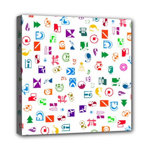 Colorful Abstract Symbols Mini Canvas 8  X 8  (stretched) by FunnyCow