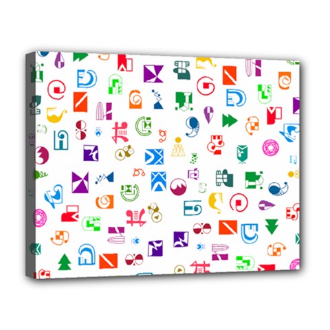 Colorful Abstract Symbols Canvas 14  X 11  (stretched) by FunnyCow