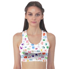 Colorful Abstract Symbols Sports Bra by FunnyCow