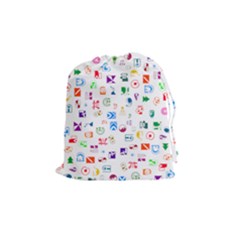 Colorful Abstract Symbols Drawstring Pouch (medium) by FunnyCow