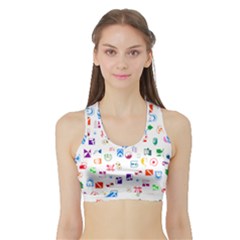 Colorful Abstract Symbols Sports Bra With Border by FunnyCow