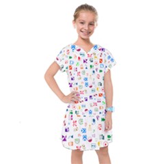 Colorful Abstract Symbols Kids  Drop Waist Dress by FunnyCow