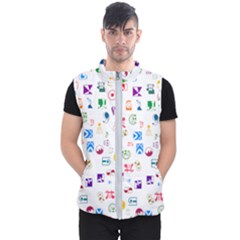 Colorful Abstract Symbols Men s Puffer Vest by FunnyCow