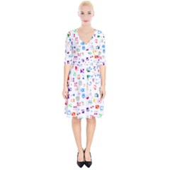 Colorful Abstract Symbols Wrap Up Cocktail Dress by FunnyCow