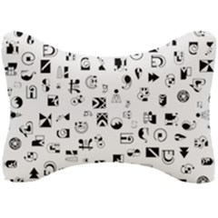 Black Abstract Symbols Seat Head Rest Cushion by FunnyCow