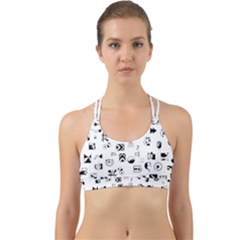 Black Abstract Symbols Back Web Sports Bra by FunnyCow