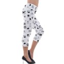 Black Abstract Symbols Lightweight Velour Capri Leggings  View4