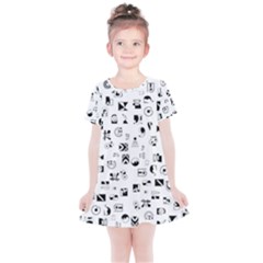 Black Abstract Symbols Kids  Simple Cotton Dress by FunnyCow