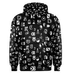 White On Black Abstract Symbols Men s Pullover Hoodie by FunnyCow