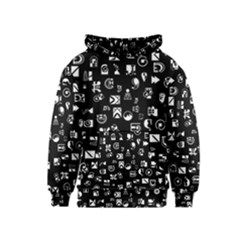 White On Black Abstract Symbols Kids  Pullover Hoodie by FunnyCow