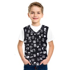 White On Black Abstract Symbols Kids  Sportswear by FunnyCow