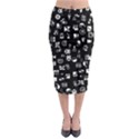 White On Black Abstract Symbols Midi Pencil Skirt View1