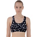 White On Black Abstract Symbols Back Weave Sports Bra View1