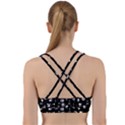 White On Black Abstract Symbols Back Weave Sports Bra View2