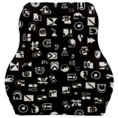 White On Black Abstract Symbols Car Seat Velour Cushion 