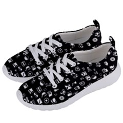 White On Black Abstract Symbols Women s Lightweight Sports Shoes by FunnyCow