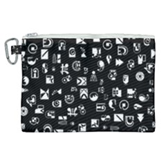 White On Black Abstract Symbols Canvas Cosmetic Bag (xl) by FunnyCow