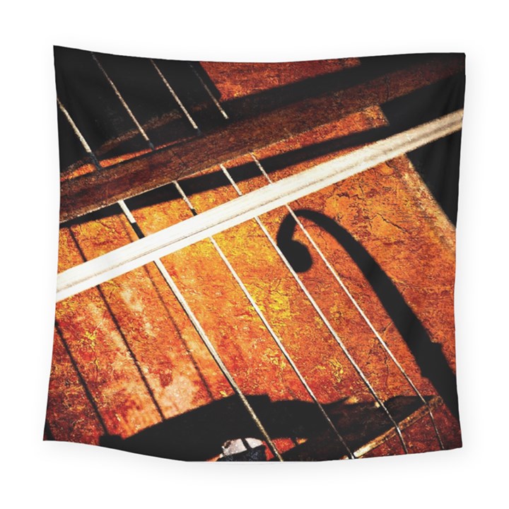 Cello Performs Classic Music Square Tapestry (Large)