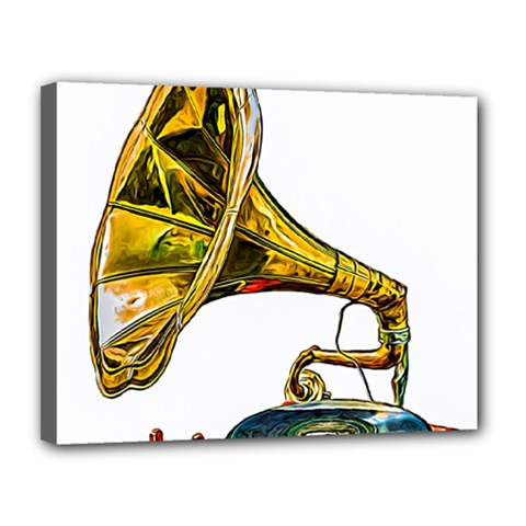 Vintage Gramophone Canvas 14  X 11  (stretched) by FunnyCow