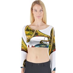 Vintage Gramophone Long Sleeve Crop Top by FunnyCow