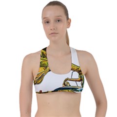 Vintage Gramophone Criss Cross Racerback Sports Bra by FunnyCow