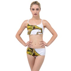 Vintage Gramophone Layered Top Bikini Set