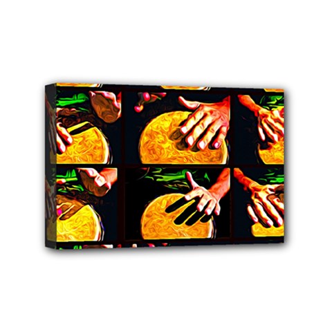 Drum Beat Collage Mini Canvas 6  X 4  (stretched) by FunnyCow