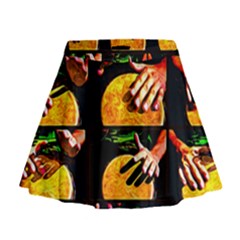 Drum Beat Collage Mini Flare Skirt by FunnyCow