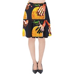 Drum Beat Collage Velvet High Waist Skirt by FunnyCow