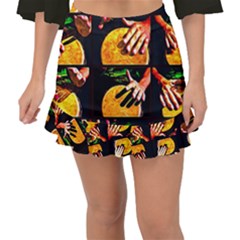 Drum Beat Collage Fishtail Mini Chiffon Skirt by FunnyCow