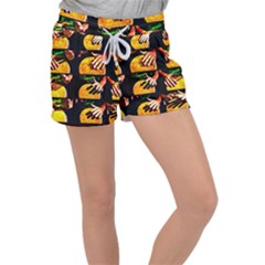 Drum Beat Collage Women s Velour Lounge Shorts