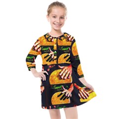 Drum Beat Collage Kids  Quarter Sleeve Shirt Dress