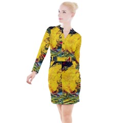 Yellow Chik Button Long Sleeve Dress