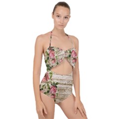 On Wood 2226067 1920 Scallop Top Cut Out Swimsuit