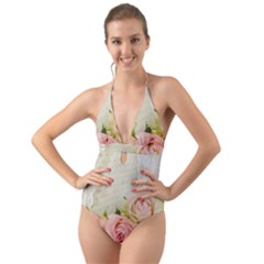 Roses 2218680 960 720 Halter Cut-out One Piece Swimsuit by vintage2030