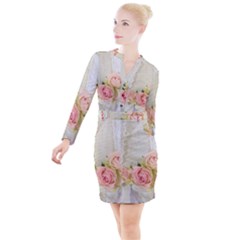 Roses 2218680 960 720 Button Long Sleeve Dress