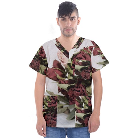 Roses 1802790 960 720 Men s V-neck Scrub Top by vintage2030