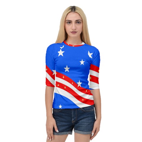 Bright American Flag Quarter Sleeve Raglan Tee by lwdstudio